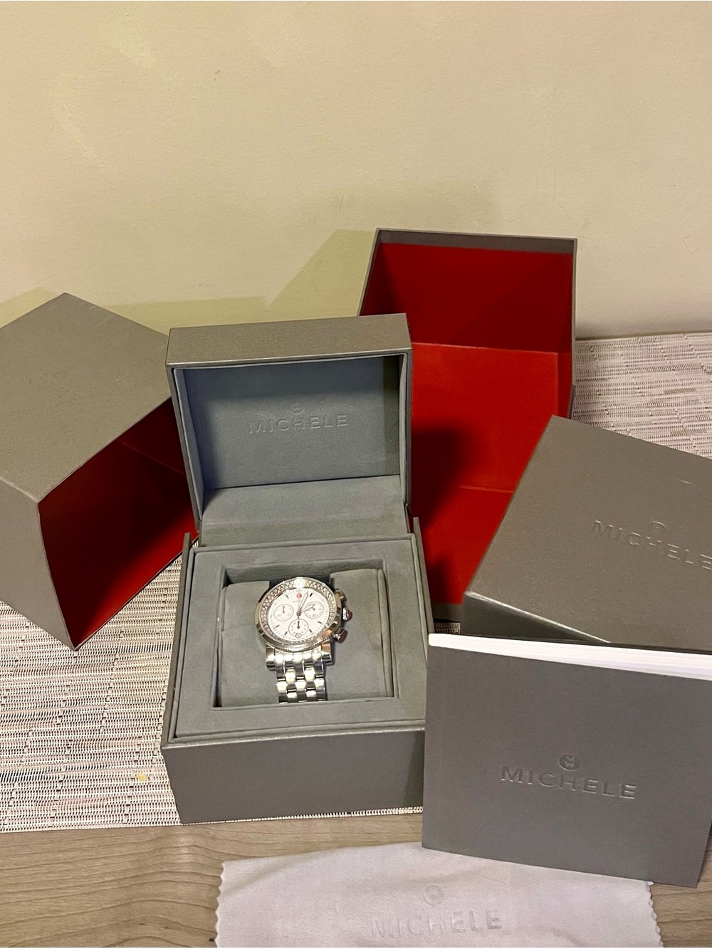 MICHELE Sport Sail Diamond Chronograph Watch White Dial Stainless Steel 38mm - Picture 7 of 15